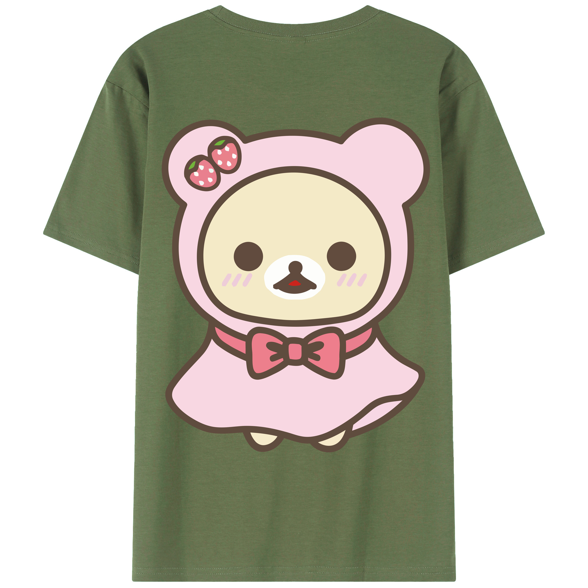 （画像用） リラックマ リラックマ キイロイトリ Rilakkuma Korilakkuma Kiiroitori 綿100％ メンズ半袖Tシャツ（バックプリント） 通気性